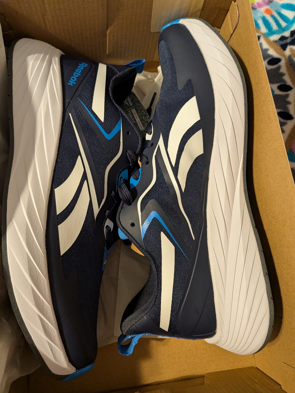 Reebok Men’s Navy and White Athletic Running Shoes
